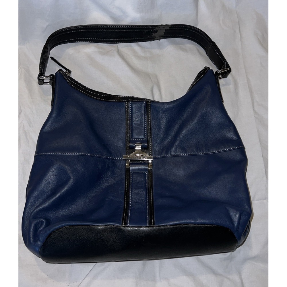 Tignanello Leather Hobo Style Blue Shoulder Bag Vintage READ